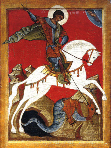 Икона Георгий Победоносец великомученик, икона Чудо Георгия о змие (АРТ.03409)