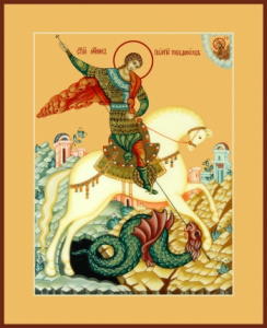 Икона Георгий Победоносец великомученик, икона Чудо Георгия о змие (АРТ.06510)