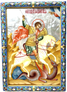 Рукописная икона Св. Георгий Победоносец 