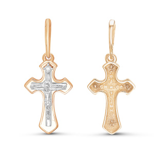 Крест из красного золота с бриллиантом