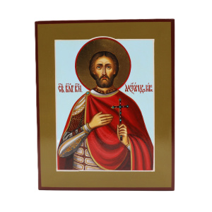 Рукописная икона Св. Александр Невский, писаная икона 