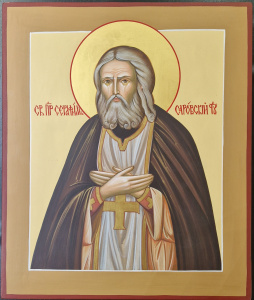 Рукописная икона Св. Серафим Саровский, писаная икона 