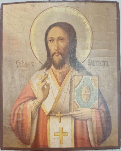 Старинная икона Св. Иоанн Златоуст, 19 век 