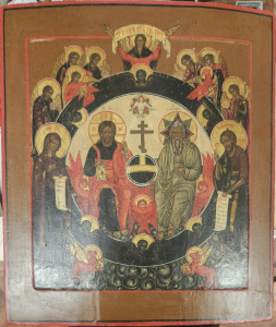 Старинная икона Новозаветная Троица, 19 век 
