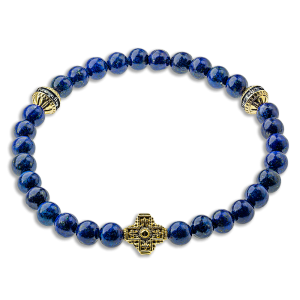Православные браслет-чётки «Лазурит» серебро/золочение