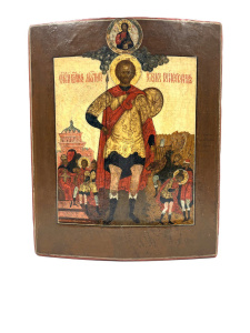 Старинная икона св. мчн. Иоанн Воин, 19 век 