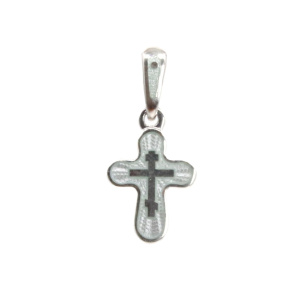 Детский крестик с горячей эмалью белый «КРЭ13»  перламутровый