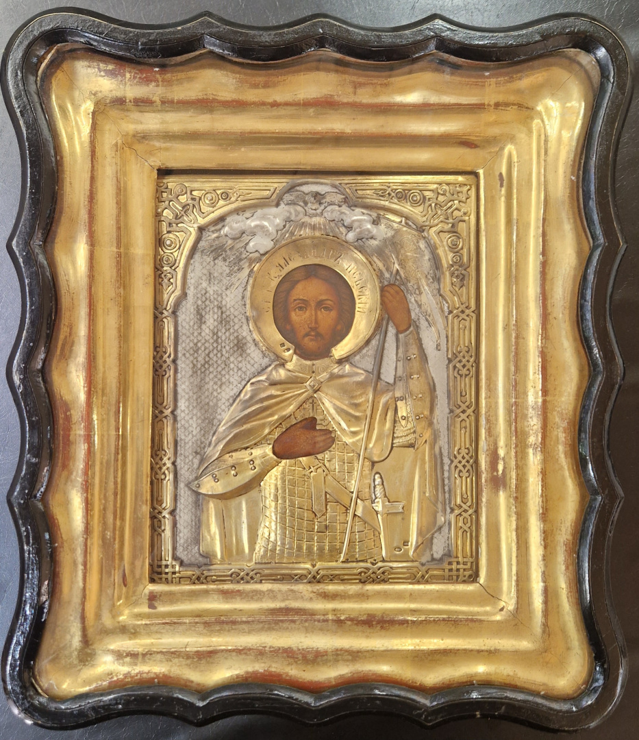 Старинная икона Александр Невский, 19 век 