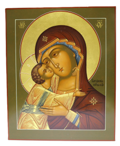 Рукописная икона Корсунская икона Божией Матери, писаная икона 