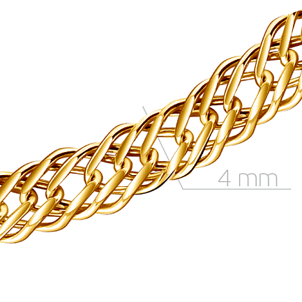 Цепь автомат из желтого золота, плетение тройной ромб