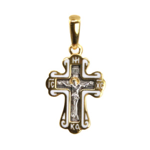 Крестик с эмалью модель «КРЭ 09» белый