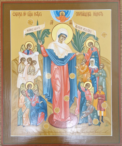 Рукописная икона Всех Скорбящих Радость, писаная икона 