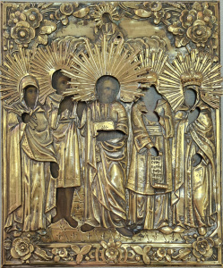 Старинная икона Собор Святых, икона 19 в. 