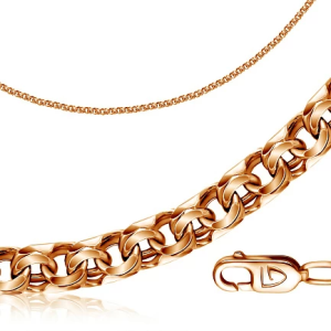 Цепь ручной работы из красного золота, плетение бисмарк 
