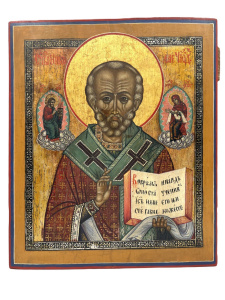 Старинная икона свт. Николай Чудотворец, 19 век 
