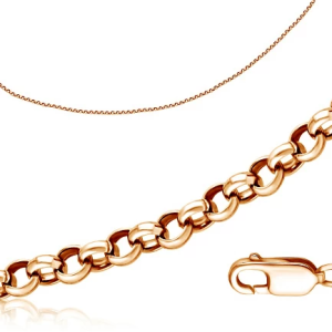 Цепь автомат из красного золота, плетение бельцер (ролло)