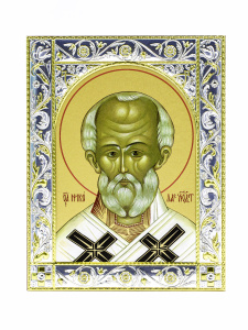 Икона Николай чудотворец, архиепископ Мир Ликийских, святитель в рамке 