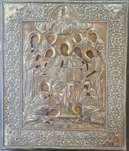 Старинная икона Спас на троне, 19 век 