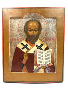 Старинная икона Св. Николай Чудотворец, 19 век 