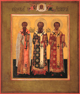 Икона Василий Великий , Григорий Богослов , Иоанн Златоуст святители (АРТ.03452)