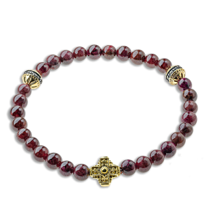 Православные браслет-чётки «Гранат» серебро/золочение