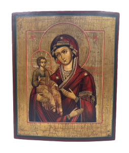 Старинная икона Троеручица, икона Божией Матери, 19 век 