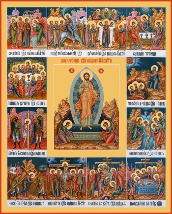 Икона Воскресение Господне с Праздниками (АРТ.06699)