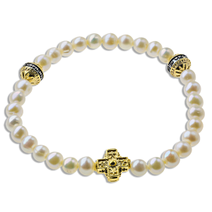 Православные браслет-чётки «Жемчуг» серебро/золочение