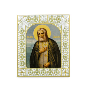 Икона Серафим Саровский преподобный чудотворец в рамке