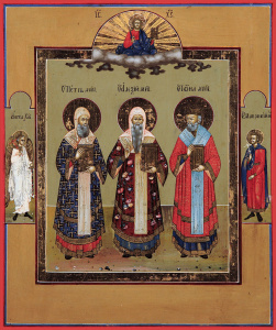 Икона Петр, Алексий, Иона митрополиты Московские чудотворцы (АРТ.03449)