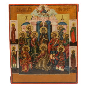 Старинная икона Девять мучеников Кизических, 19 век 