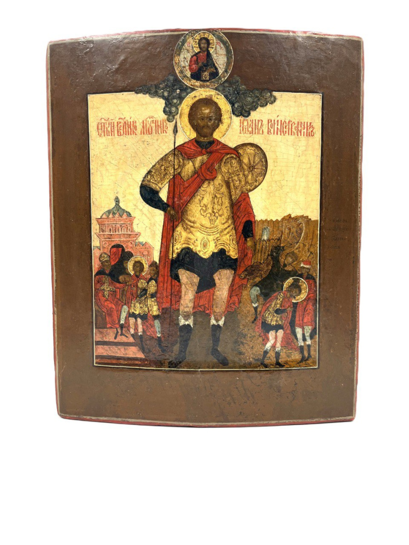 Старинная икона св. мчн. Иоанн Воин, 19 век 