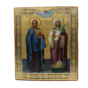 Старинная икона Икона св.кн. Игорь и св.мчн. Татиана, начало 20 века 