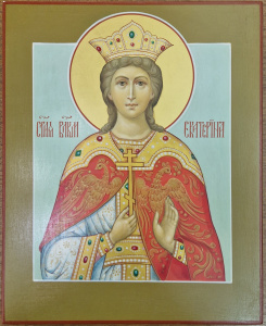 Рукописная икона Св. Екатерина, писаная икона 