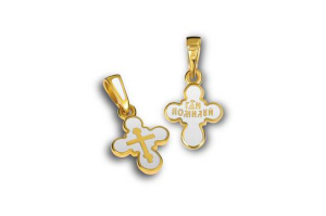 Детский крестик «КРЭ23 белый сз» белый серебро/золото