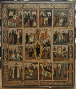 Старинная икона Праздники, икона 19 века 