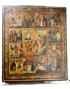 Старинная икона Праздники Христовы 
