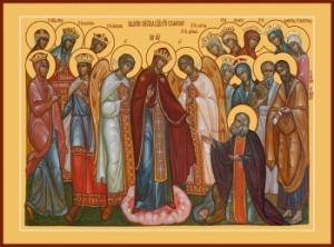 Икона Явление Пресвятой Богородицы преподобному Серафиму Саровскому (АРТ.06626)
