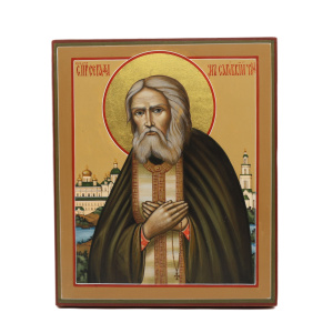 Рукописная икона Св. Прп. Серафим Саровский, писаная икона 