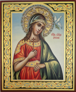 Рукописная икона Св. Муч Ирина, писаная икона 