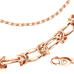 Цепь ручной работы из серебра с позолотой, плетение муза