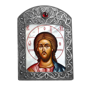 Икона Господь вседержитель, оклад серебро, бриллианты