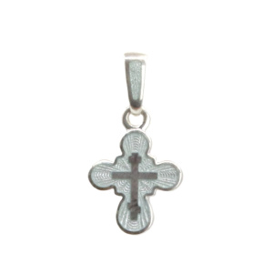 Детский крестик без распятия «КРЭ23 перламутровый» серебро/родий