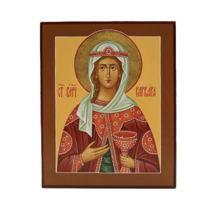 Рукописная икона Св. вмц. Варвара, писаная икона 