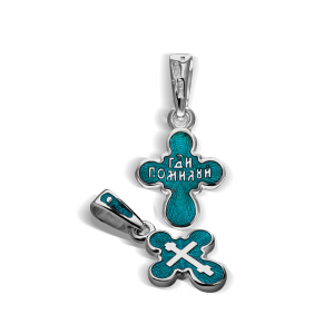 Детский крестик без распятия «КРЭ23 синий» серебро/родий