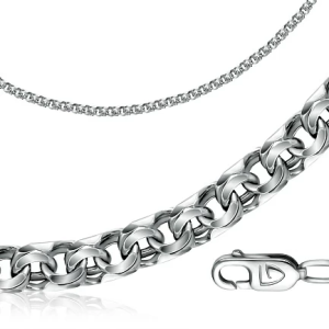 Цепь ручной работы из серебра, плетение бисмарк