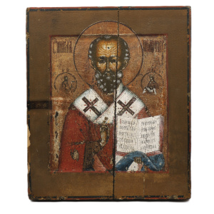 Старинная икона Св. Николай Чудотворец, 19 век 