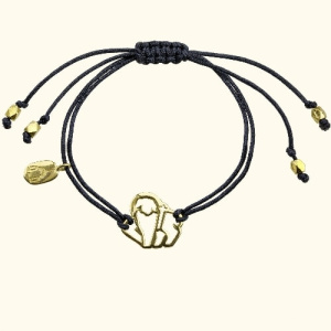 Браслет черная нить «Агнец» серебро с позолотой