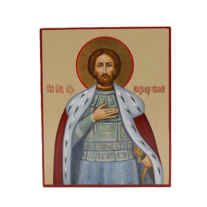 Рукописная икона Св. Александр Невский, писаная икона 