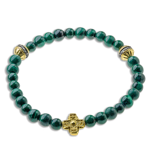 Православные браслет-чётки «Малахит» серебро/золочение